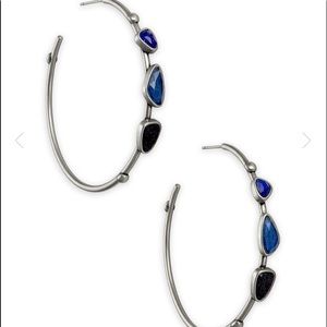 Ivy Vintage Silver Hoop Earrings In Navy Mix